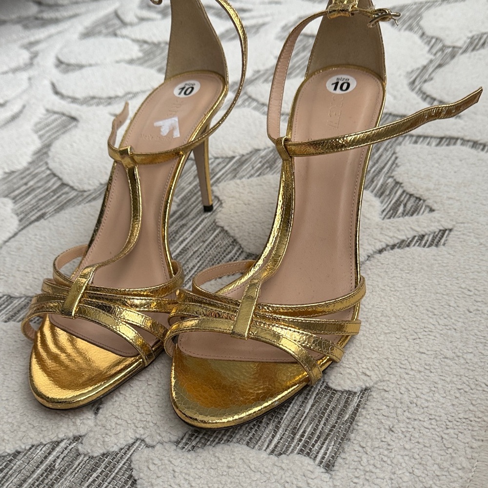 J. Crew Shimmering Gold Strappy Heels - Picture 6 of 8